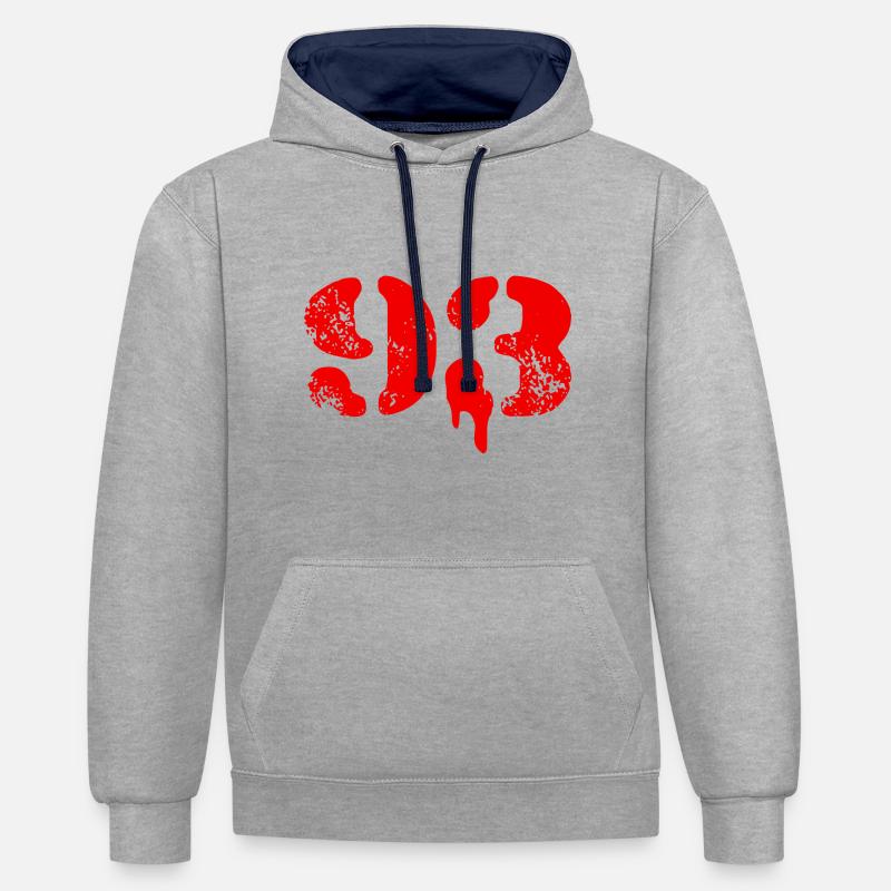 93 Symbole numérique - Sweat à capuche contrasté - gris chiné/bleu marine