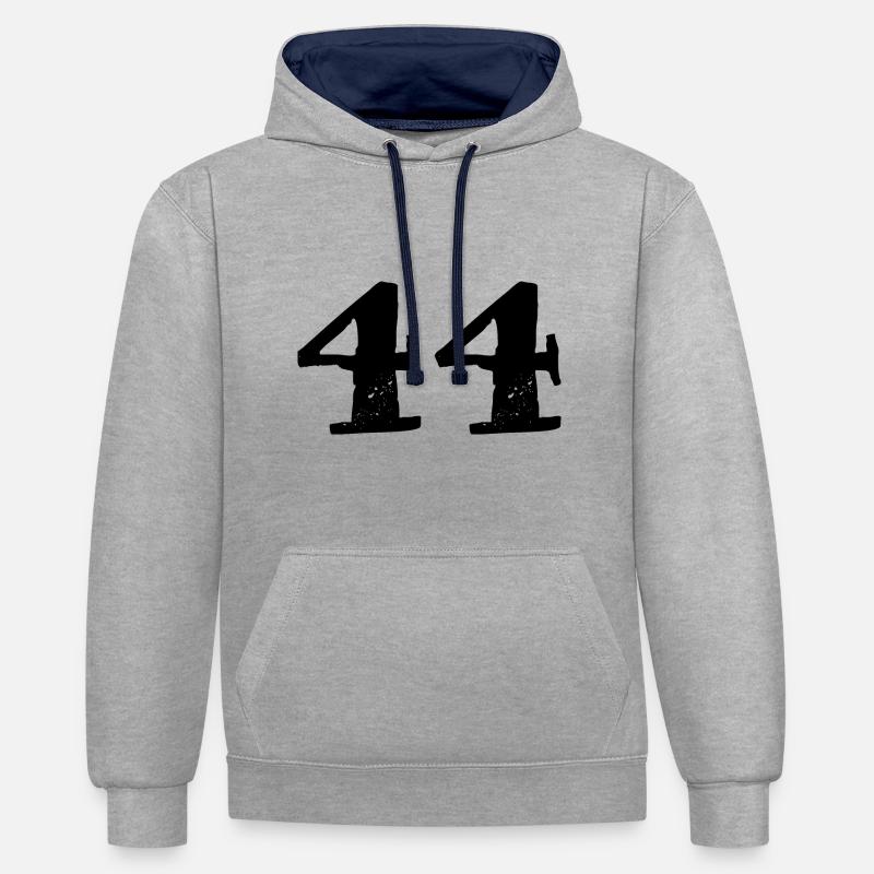Maillot numéro 44 - Sweat à capuche contrasté - gris chiné/bleu marine