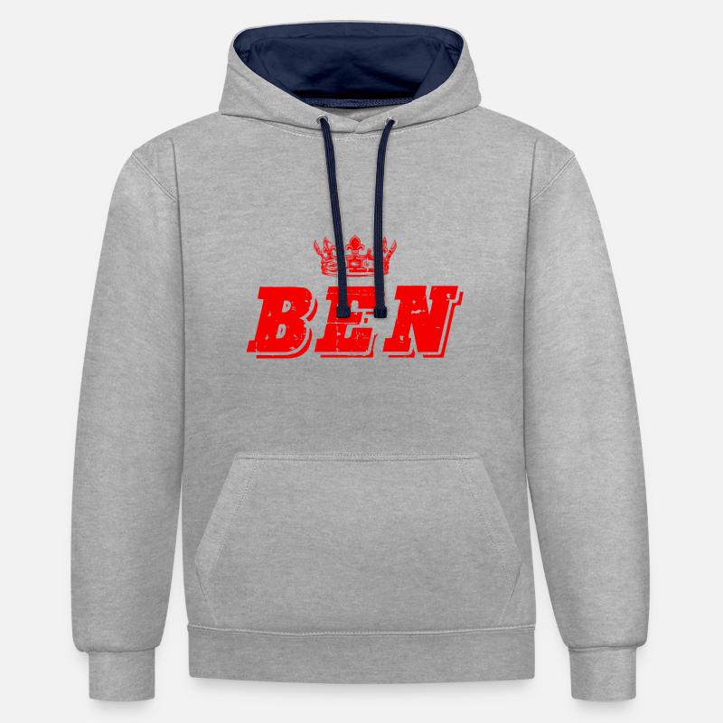 Benoît - Sweat à capuche contrasté - gris chiné/bleu marine