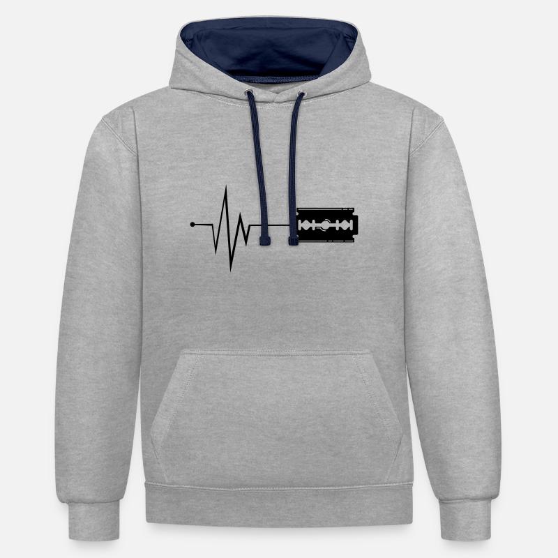 Impulsion de lame de rasoir - Sweat à capuche contrasté - gris chiné/bleu marine