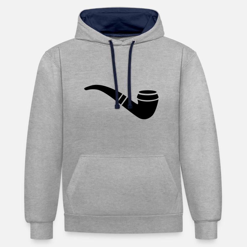 Fumer une pipe - Sweat à capuche contrasté - gris chiné/bleu marine