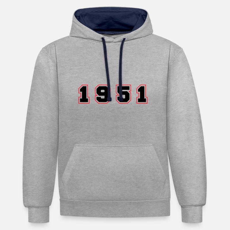 Numéro de l’année 1951 - Sweat à capuche contrasté - gris chiné/bleu marine