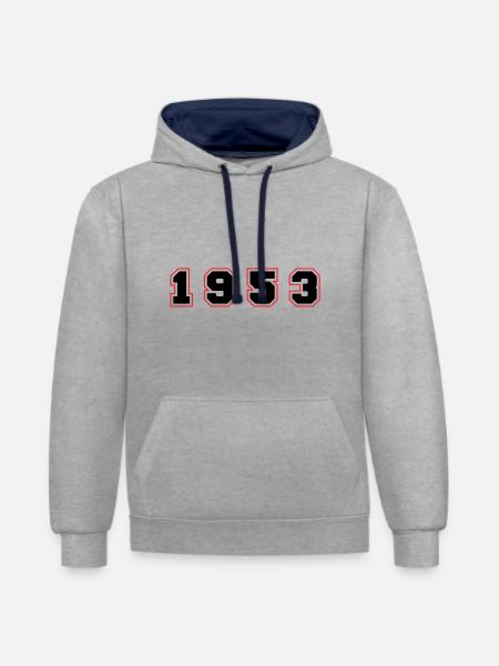 1953 Year Number - Contrast hoodie - heather grey/navy