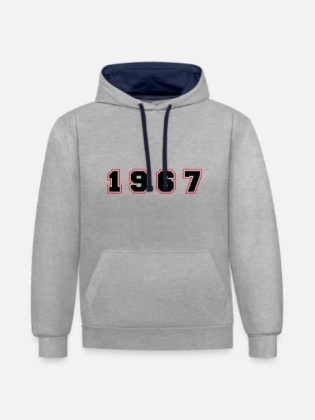 1967 Year Number - Contrast hoodie - heather grey/navy