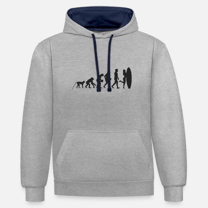 Evolution Surf - Sweat à capuche contrasté - gris chiné/bleu marine