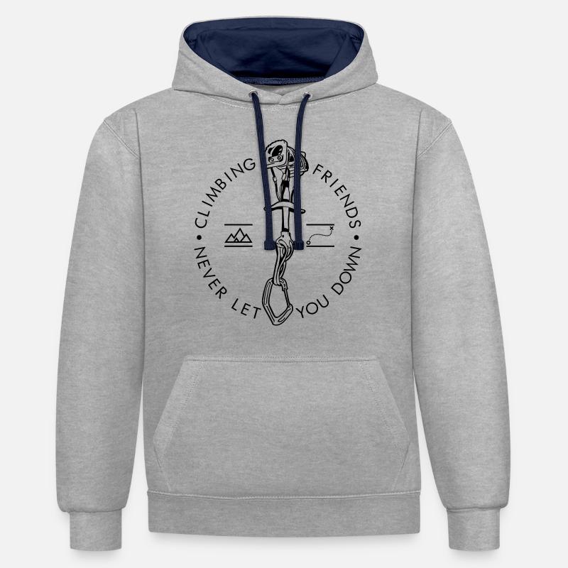 Escalade, Amis - Sweat à capuche contrasté - gris chiné/bleu marine