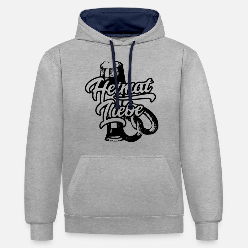 L’amour de la patrie bavaroise - Sweat à capuche contrasté - gris chiné/bleu marine