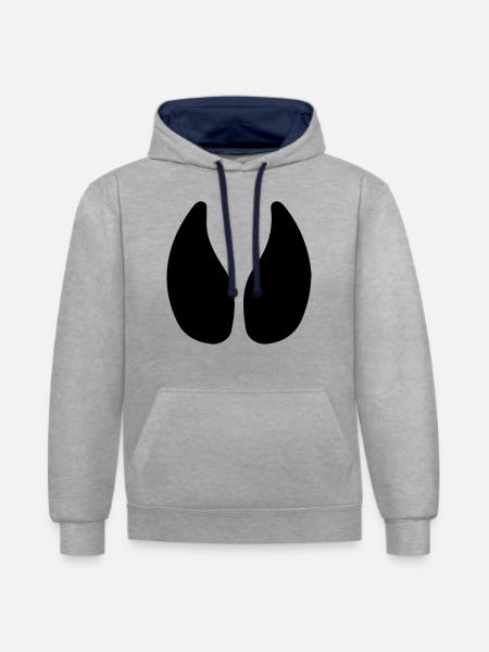 Empreinte de sabot vache étable étable - Sweat à capuche contrasté - gris chiné/bleu marine