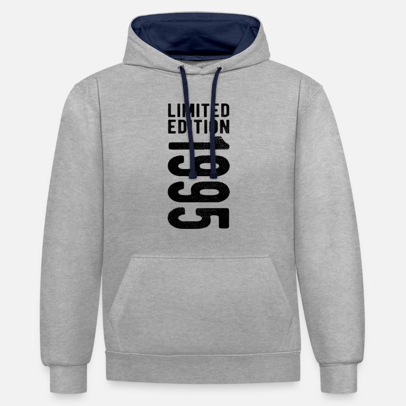 édition limitée 1995 - Sweat à capuche contrasté - gris chiné/bleu marine