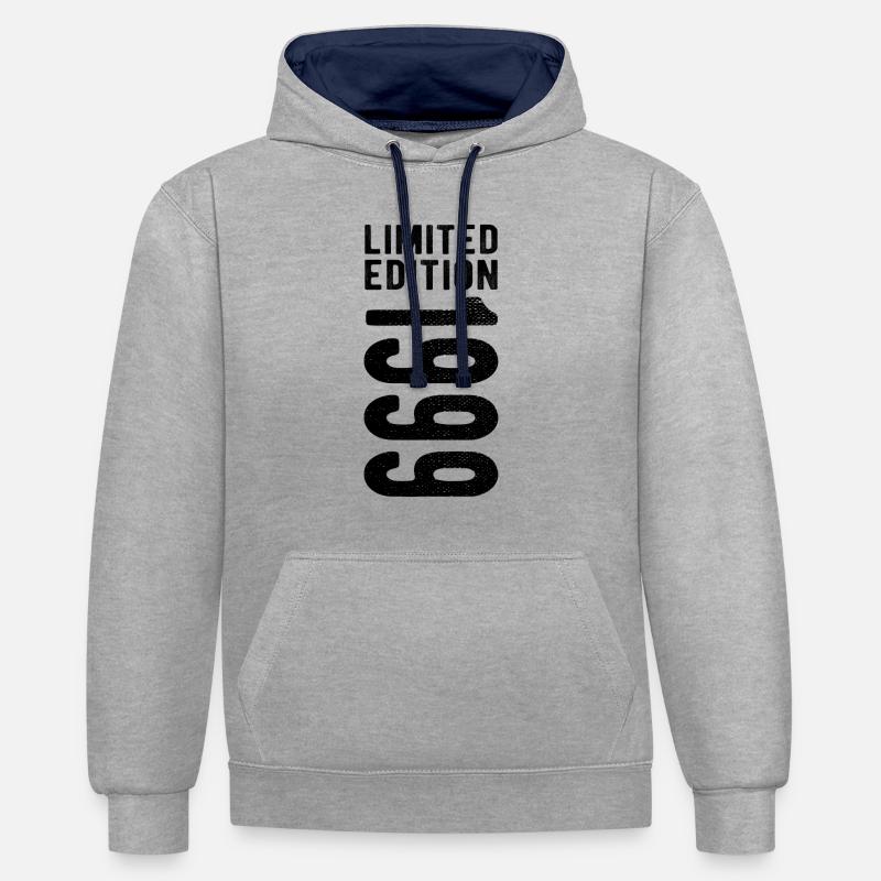 édition limitée 1999 - Sweat à capuche contrasté - gris chiné/bleu marine
