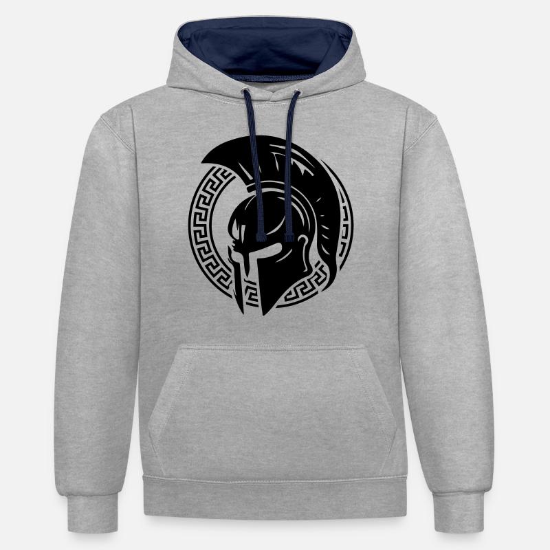 Casque Spartan Gladiator Sparta - Sweat à capuche contrasté - gris chiné/bleu marine