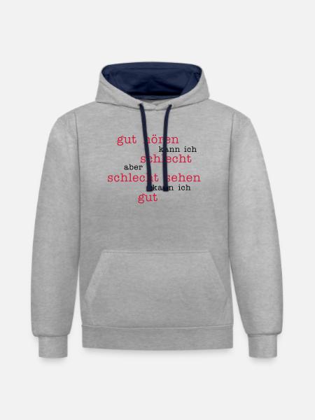 good to hear - look bad - Contrast hoodie - heather grey/navy