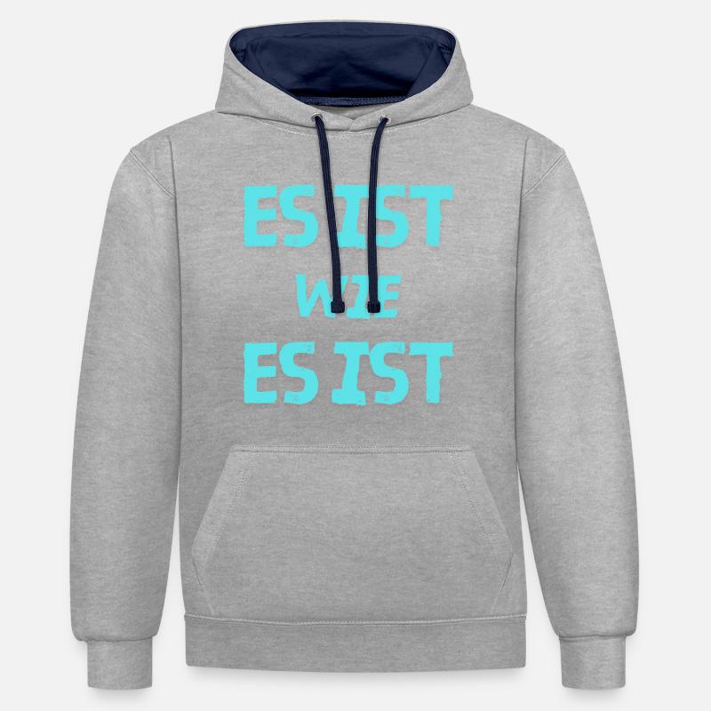 C’est ce que c’est - Sweat à capuche contrasté - gris chiné/bleu marine