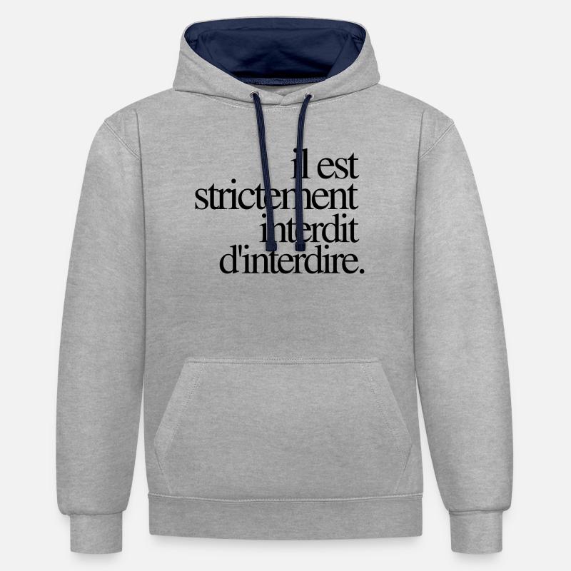 Il est strictement interdit d’interdire - Sweat à capuche contrasté - gris chiné/bleu marine