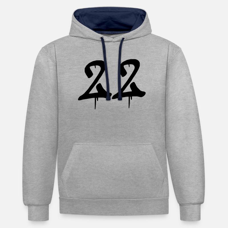 22_graffiti - Sweat à capuche contrasté - gris chiné/bleu marine