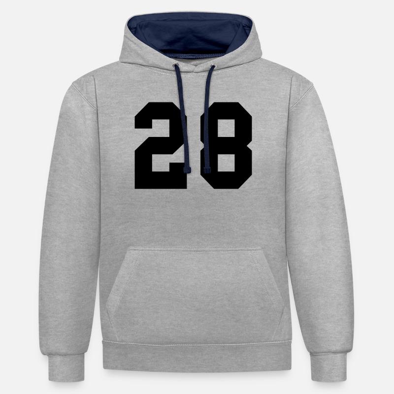 28 - Sweat à capuche contrasté - gris chiné/bleu marine