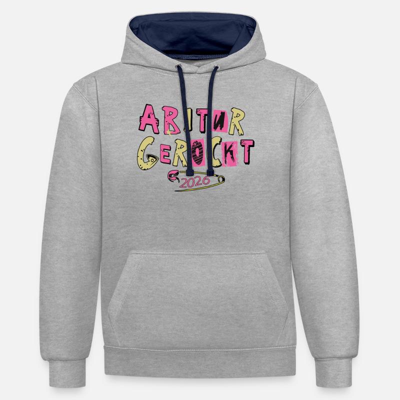 L’Abitur a été un choc - Sweat à capuche contrasté - gris chiné/bleu marine