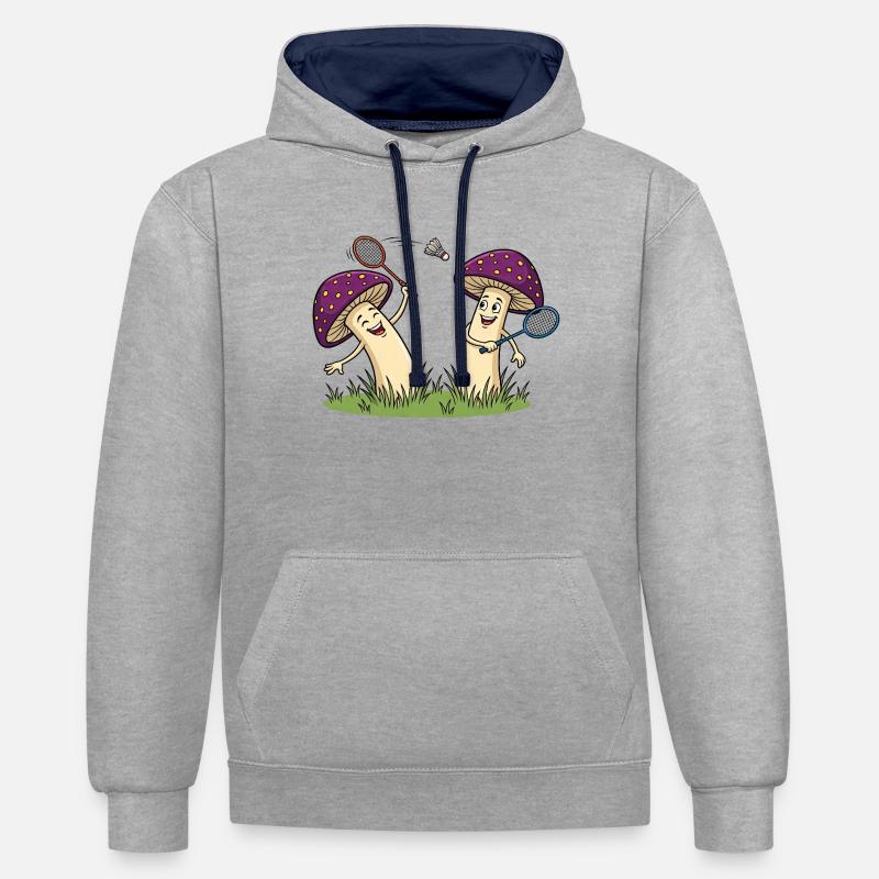 Volant - Sweat à capuche contrasté - gris chiné/bleu marine