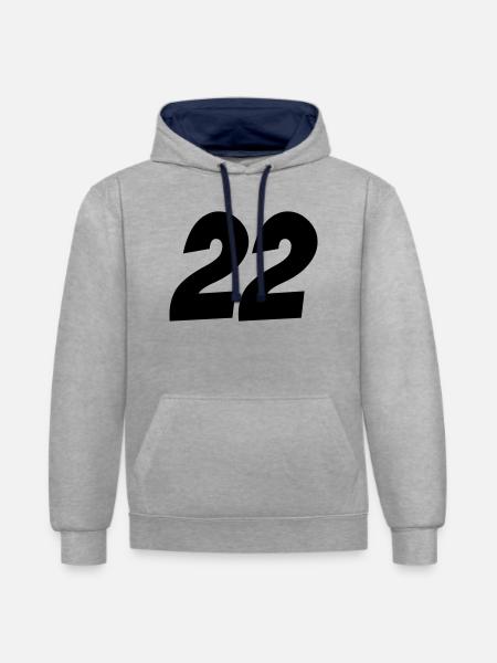 22- - Kontrast-Hoodie - Grau meliert/Navy