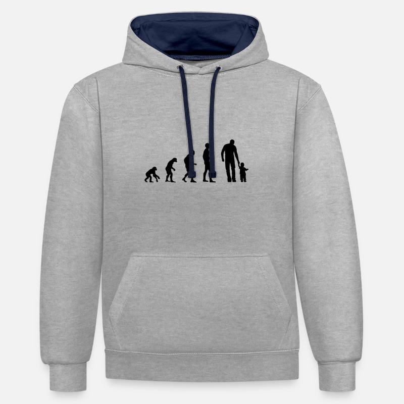 Vater Evolution Daddy dad - Kontrast-Hoodie - Grau meliert/Navy