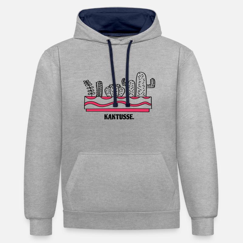 cactées - Sweat à capuche contrasté - gris chiné/bleu marine