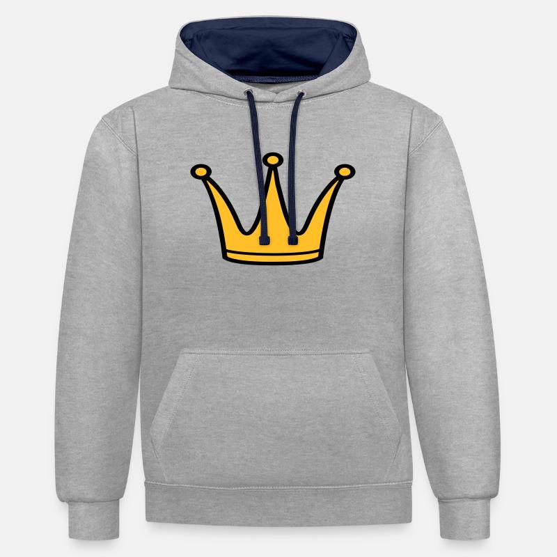 Couronne - Sweat à capuche contrasté - gris chiné/bleu marine