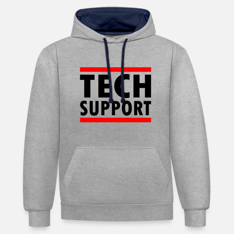 tech support - Sweat à capuche contrasté - gris chiné/bleu marine