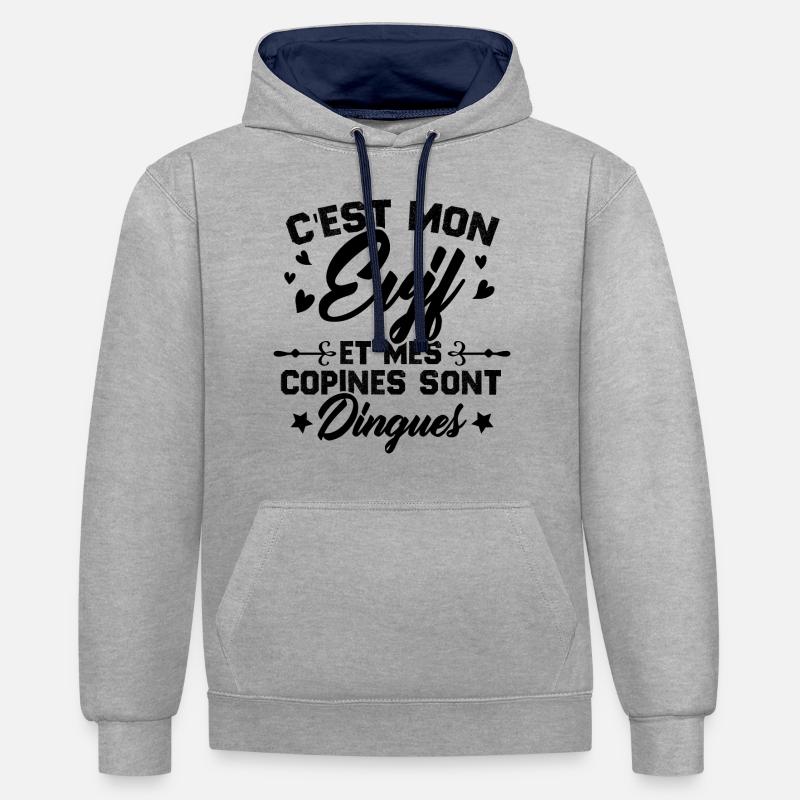 C'est Mon EVJF et mes copines sont dingues - Sweat à capuche contrasté - gris chiné/bleu marine