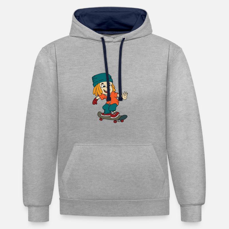 Skateboad kid - Contrast hoodie - heather grey/navy