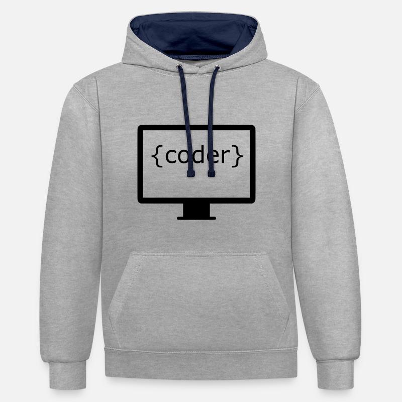 moniteur de codeur - Sweat à capuche contrasté - gris chiné/bleu marine