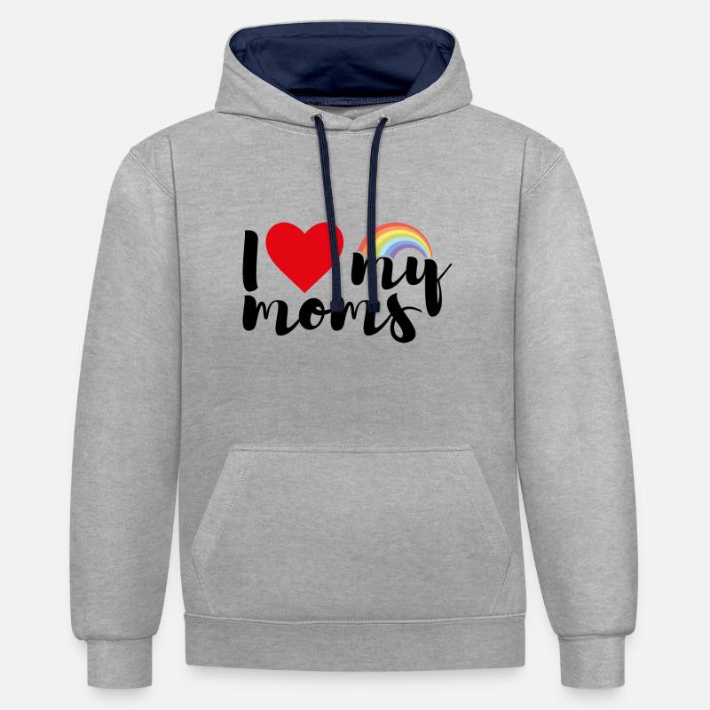 J’aime mes mères - Sweat à capuche contrasté - gris chiné/bleu marine