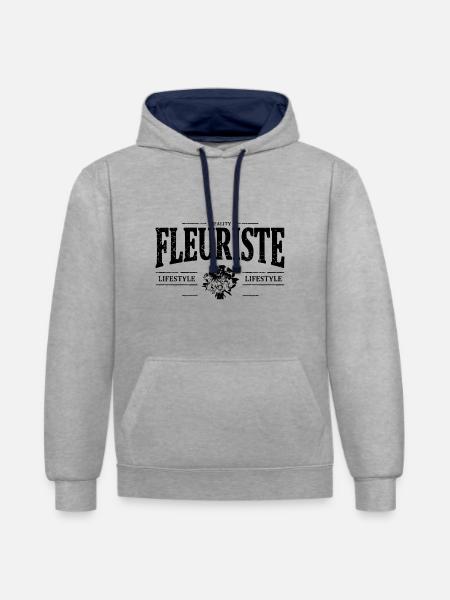 Fleuriste - Sweat à capuche contrasté - gris chiné/bleu marine