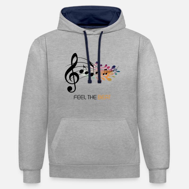 Feel the Beat – Clé abstraite - Sweat à capuche contrasté - gris chiné/bleu marine