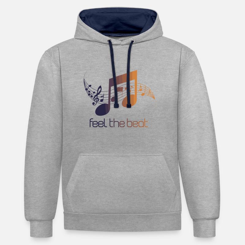 Feel the Beat – Clé abstraite - Sweat à capuche contrasté - gris chiné/bleu marine