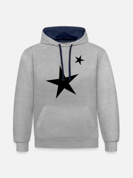 Stars - Contrast hoodie - heather grey/navy