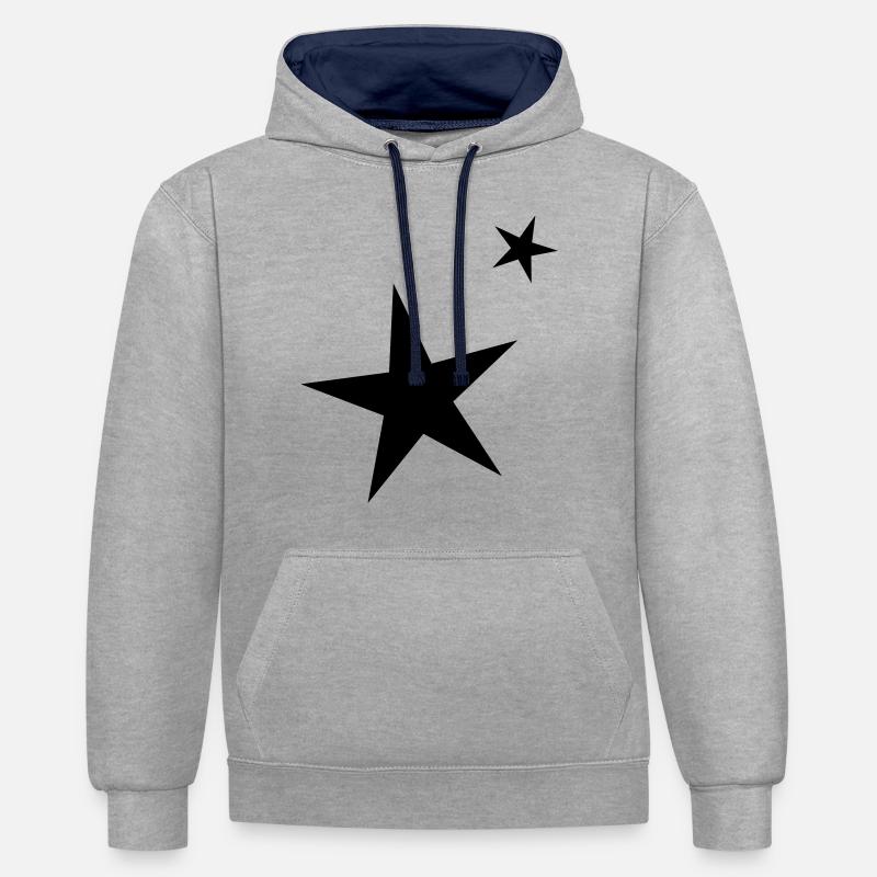 étoiles - Sweat à capuche contrasté - gris chiné/bleu marine