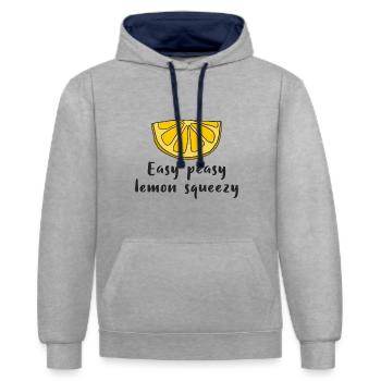 Lemon Zitrone Easy peasy lemon squeezy - Kontrast-Hoodie - Grau meliert/Navy - Vorne - Liana (172cm) & Jaron (178cm)