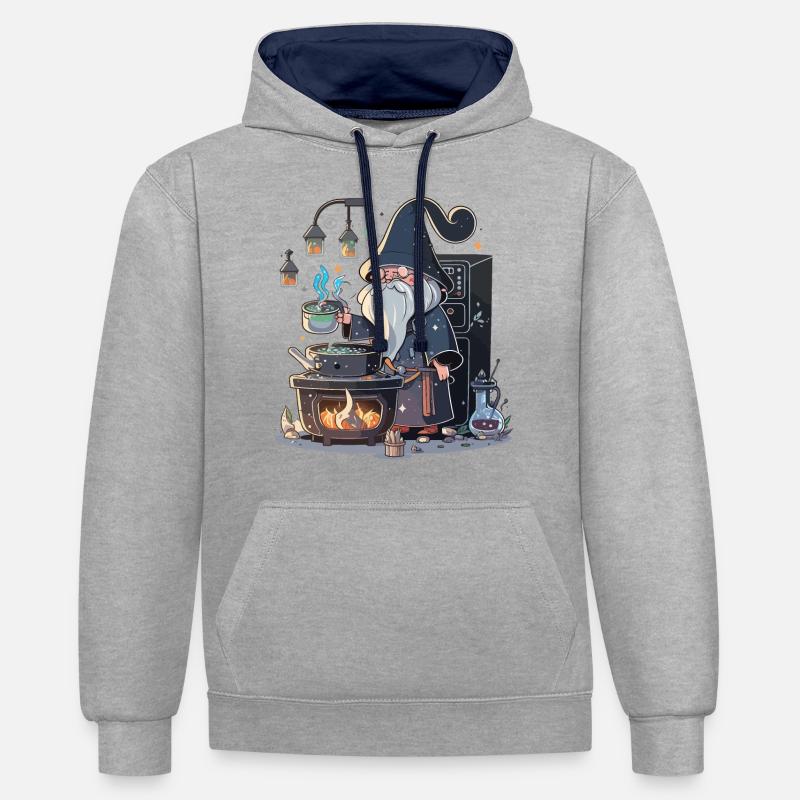 L’assistant Master Chef - Sweat à capuche contrasté - gris chiné/bleu marine