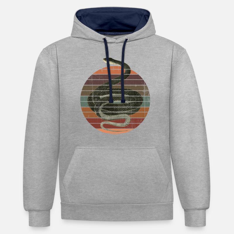 Schlange Schwarznatter Coluber Constrictor - Kontrast-Hoodie - Grau meliert/Navy