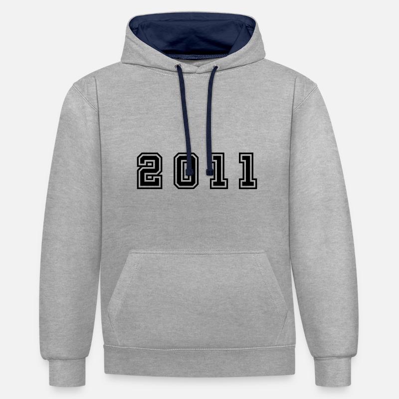 Numéro de l’année 2011 - Sweat à capuche contrasté - gris chiné/bleu marine