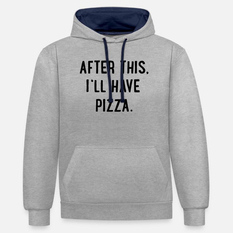 Pizza - Sweat à capuche contrasté - gris chiné/bleu marine