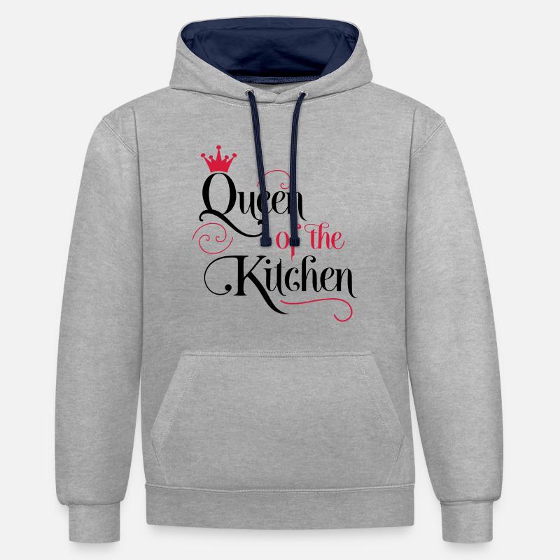 cuisine - Sweat à capuche contrasté - gris chiné/bleu marine