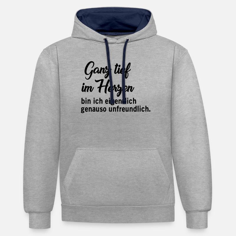 Au plus profond du cœur - Sweat à capuche contrasté - gris chiné/bleu marine