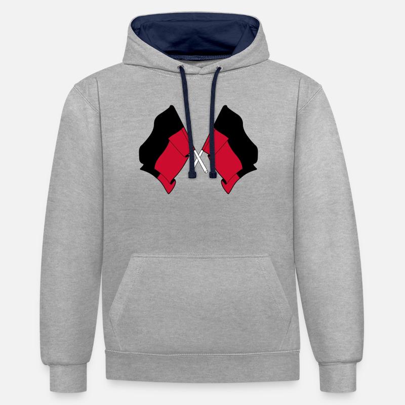 Drapeaux croisés de Nimègue - Sweat à capuche contrasté - gris chiné/bleu marine