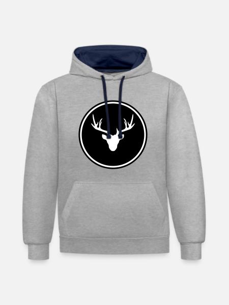 Deer deer icon - Contrast hoodie - heather grey/navy