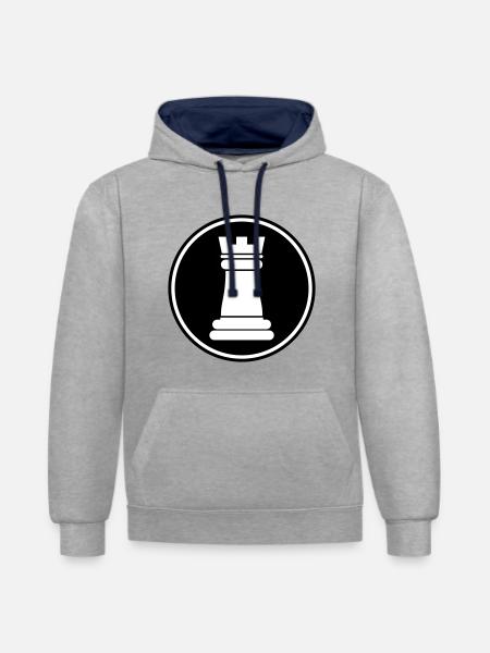 pièce d'échecs - Sweat à capuche contrasté - gris chiné/bleu marine