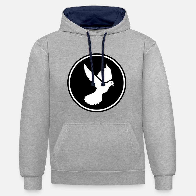 Symbole de colombe - Sweat à capuche contrasté - gris chiné/bleu marine