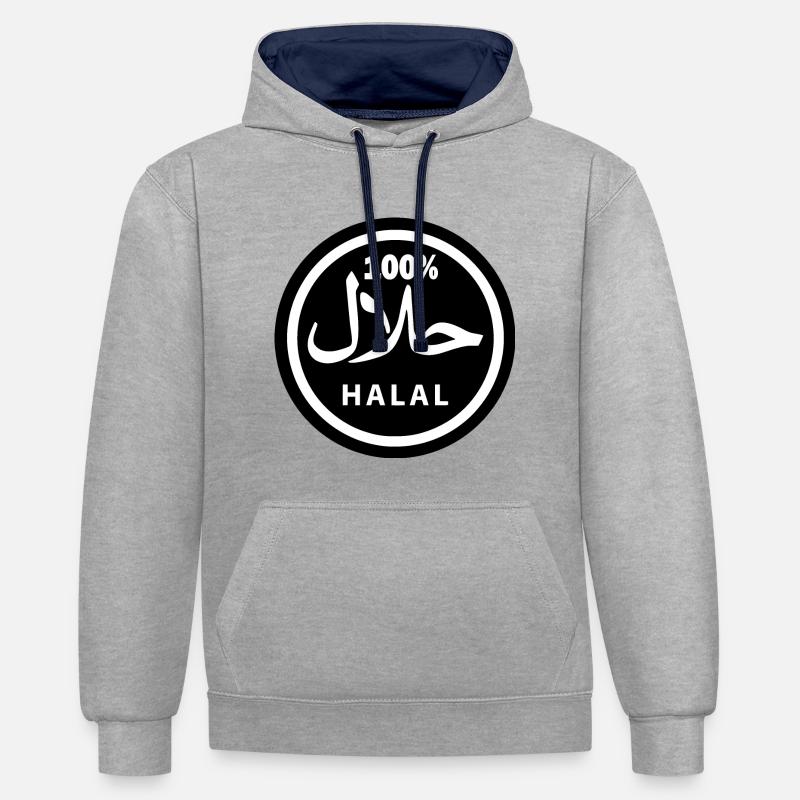 Halal - Sweat à capuche contrasté - gris chiné/bleu marine