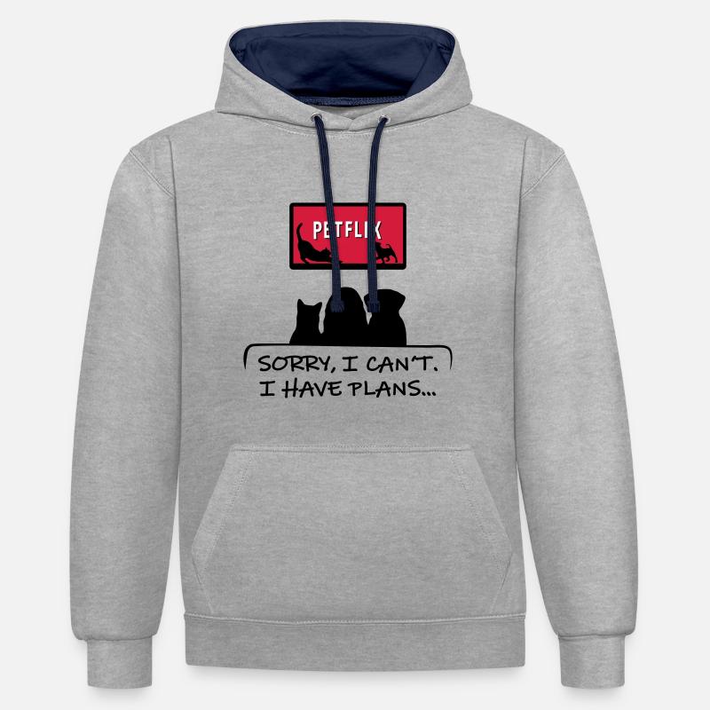 Conception de chien drôle - Sweat à capuche contrasté - gris chiné/bleu marine