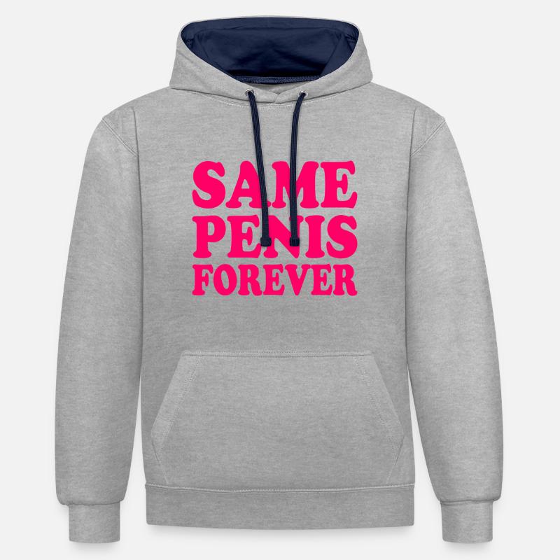 Same penis forever - Sweat à capuche contrasté - gris chiné/bleu marine
